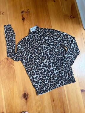 J. Crew Leopard Print Turtleneck Sweater - Brown & Black
